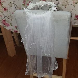 Girl's First Communion Flower Headdress Veil